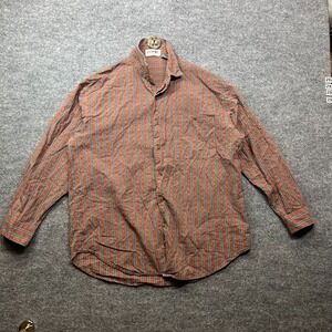 CI Sport Button Up Long Sleeve Shirt Men's XL Brown Striped Cotton Retro Classic